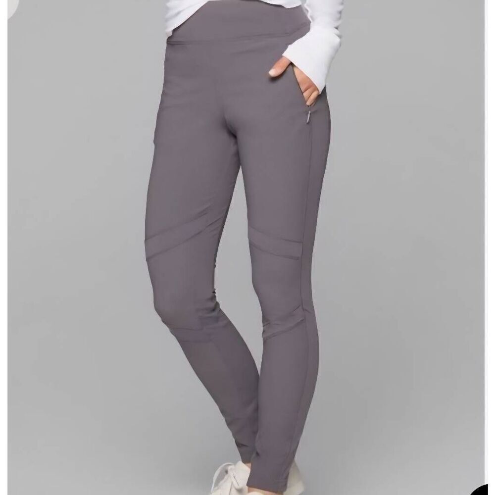 Athleta Leggings Women's 0 Grey Hybrid Summiter Tight Hiking Trail Zip Pockets